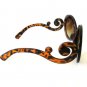 Round Shaped Women Sunglasses With Brown Lens & Baroque Swirl Arms Eyewear