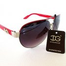 Popular Oval Shaped Women's Sunglasses & Shades with Black Lens and Red Frames