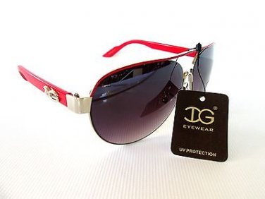 Popular Oval Shaped Women's Sunglasses & Shades with Black Lens and Red Frames