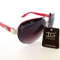 Popular Oval Shaped Women's Sunglasses & Shades with Black Lens and Red Frames