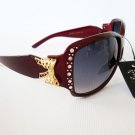 New Style Women Aviator Oval Round Sunglasses With Black, Dark Lens & Rhinestone