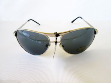 Brand New Aviator Men's Sunglasses With Light Black Lens & Silver Metal Frames