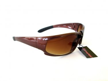 Light Weight Outdoor Men Sporty Sunglasses and Shades with Brown Lens & Frames