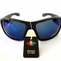 Brand New Good Men's Shield or Sporty Sunglasses With Blue Lens & Black Frames