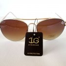 Popular Style Oval Aviator Women Sunglasses With Brown Lens & White & Gold Frame