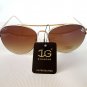 Popular Style Oval Aviator Women Sunglasses With Brown Lens & White & Gold Frame