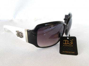 Oval Shaped Women's Sunglasses & Shades with Black Lens and White Frames - NEW