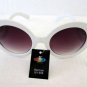 Round or Oval Lens Women Sunglasses With Smoke Lens & White Baroque Swirl Temple