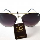 Women's Aviator Oval Sunglasses With Black or Dark Lens & Silver Metal Frames