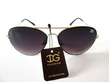 Women's Aviator Oval Sunglasses With Black or Dark Lens & Silver Metal Frames