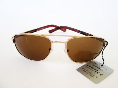 Multi-color Men's Brown Aviator Sunglasses With Brown Lens and Gold Metal Frames