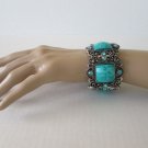 Adjustable High Fashion Turquoise Color Elastic Bangle Bracelet & Rhinestones