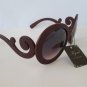 Brand New Good Style Women Sunglasses with Black Lens & Burgundy Swirl Frames