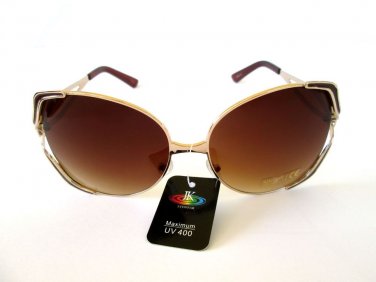 Popular Oval Shaped Women Sunglasses with Brown Lens & Metal Frames - NEW