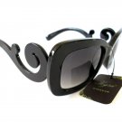 New Semi-square Women Sunglasses With Light Black Lens & Baroque Swirl Frames