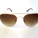 Brand New Men Brown Aviator Sunglasses With Brown Lens & Gold Metal Frame #577G