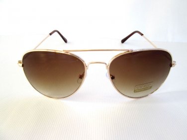 Brand New Men Brown Aviator Sunglasses With Brown Lens & Gold Metal Frame #577G
