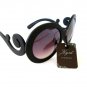 Smoked Black Round or Oval Lens Women Sunglasses, Shades with Swirl Temple - NEW