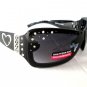 Black Shield-Oval Women's Sunglasses With Rhinestones & Black Lens - BRAND NEW