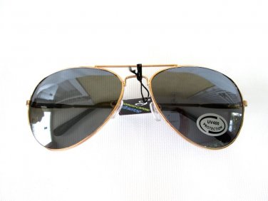 Popular Style Light Black Men's Aviator Sunglasses With Gold Metal Frames - NEW