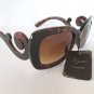 Semi-square Women Sunglasses With Brown Lens & Baroque Swirl Arms Shades