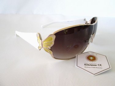 Popular Style Oval Shield Women's Sunglasses With Butterfly White Frames - NEW