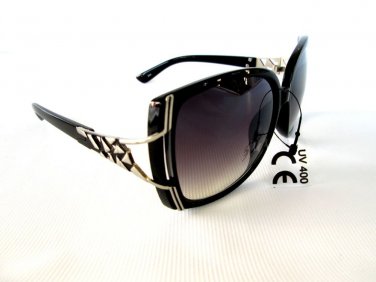 New Style Semi-sqare or Oval Shaped Women Sunglasses With Smoked Black Lens -