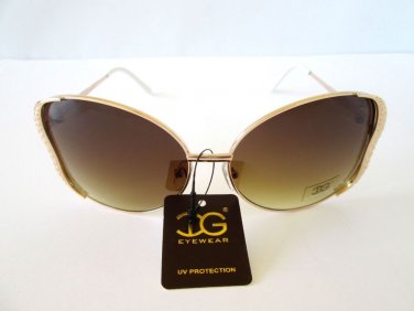 Newest Style Women's Round - Oval Sunglasses With Smoke Lens & Gold Metal Frames
