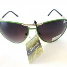 Brand New Women Aviator Sunglasses, Shades with Light Black Lens & Green Frames