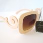 Women's Oval Square Sunglasses With Brown Lens & Ivory Color Swirl Arm Frames