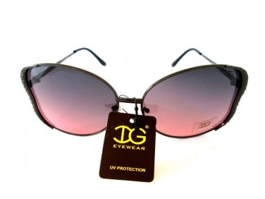 Brand New Women's Round - Oval Sunglasses With Smoke Lens & Black Metal Frames