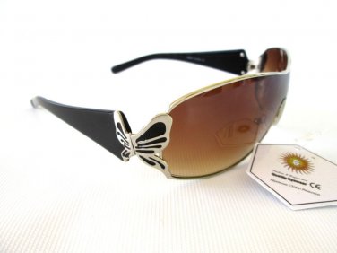 New Fashion Butterfly Style Women's Shield Sunglasses Shades With Big Brown Lens