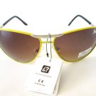 Latest Popular Style Women's Aviator Sunglasses with Brown Lens & Yellow Frames