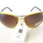 Latest Popular Style Women's Aviator Sunglasses with Brown Lens & Yellow Frames