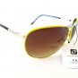 Latest Popular Style Women's Aviator Sunglasses with Brown Lens & Yellow Frames