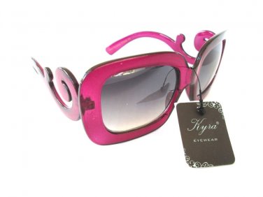 Light Black Big Lens Pink Sunglasses & Shades with Swirl Temple For Women - NEW