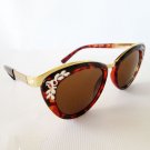 Brand New Popular Style Top Seller Cat Eye Sunglasses with Black & Brown Lens.