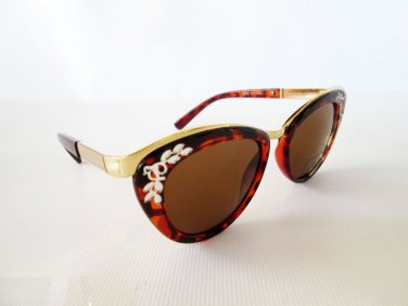 Brand New Popular Style Top Seller Cat Eye Sunglasses with Black & Brown Lens.