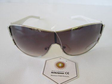 White Butterfly Frames For Women's Shield Sunglasses, Shades With Big Smoke Len