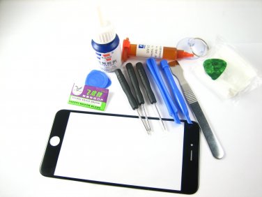 Front Glass Screen+Repair Tools Glue Set for APPLE Iphone 6 Plus~Black 03704-MATSiP6PnnB-TG