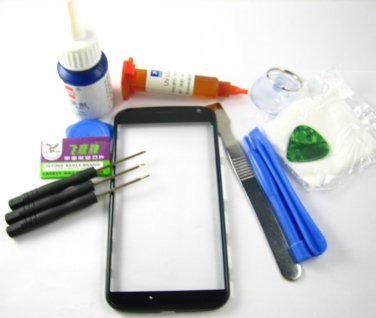 Front Glass Screen+Repair Tools Glue Set+Frame for Moto X~Black 03708-MSTSMOTOXFB-TG