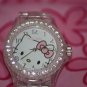 Rhine stone Quartz Hello Kitty Watch Clear Acrylic