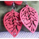 Hand Made Wooden Earing Pink Leave shape