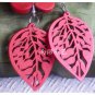 Hand Made Wooden Earing Pink Leave shape