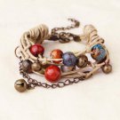 BL World Hand craft Bracelet with porcelain bead,cotton chain, length adjustable natural fashion