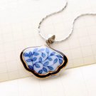 Hand craft necklace blue and white porcelain pendant vintage fashion