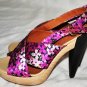 LANVIN RESORT 2010 FLORAL RUNWAY SANDALS SHOES PLATFORM WOODEN HEELS 37.5