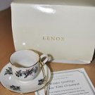 Lenox Winter Greetings Tea Time Cup Saucer Ornament Cathering McClung 24k Gold