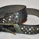 JOE'S STUDDED TARNISH BUCKLE FUNKY BROWN LEATHER BELT XL