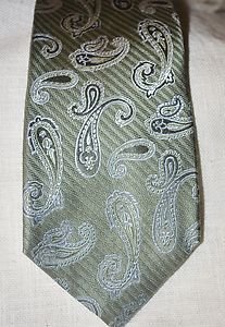 $79 JOSEPH ABBOUD Collection Green Paisleys Dress Neck Tie Silk USA